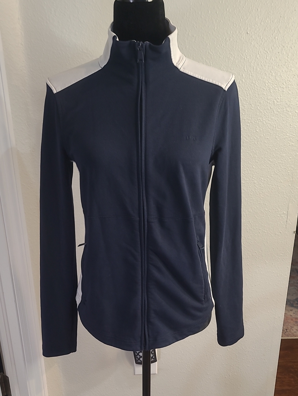 Ralp Lauren Navy and White Full-Zip Women's Jacket Size M